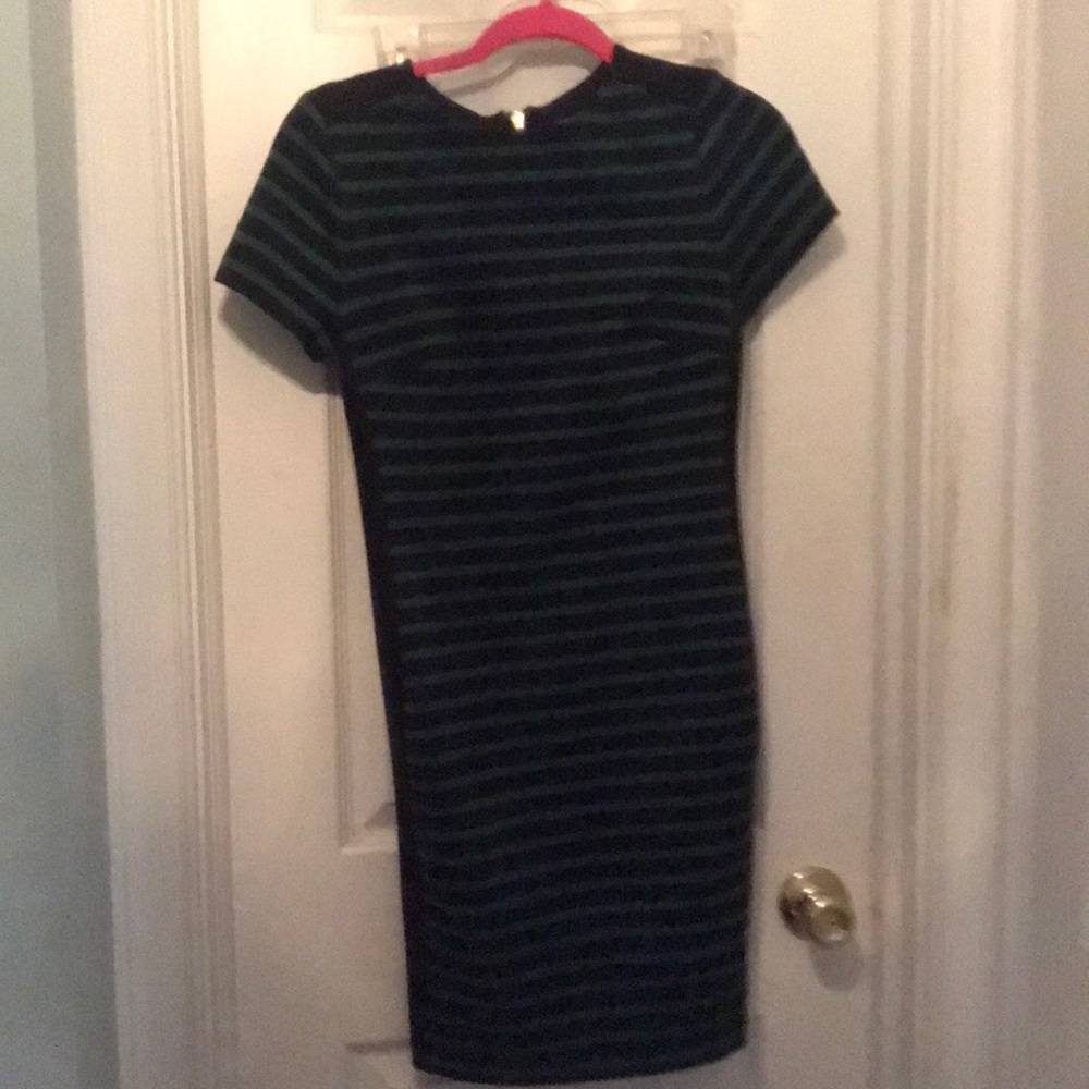 Michael Kors navy and green striped dress